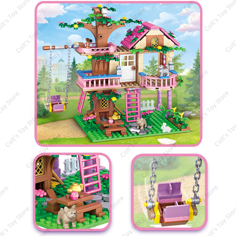 Girls Tree House and Castle Villa Building Blocks Set WithoutBox
