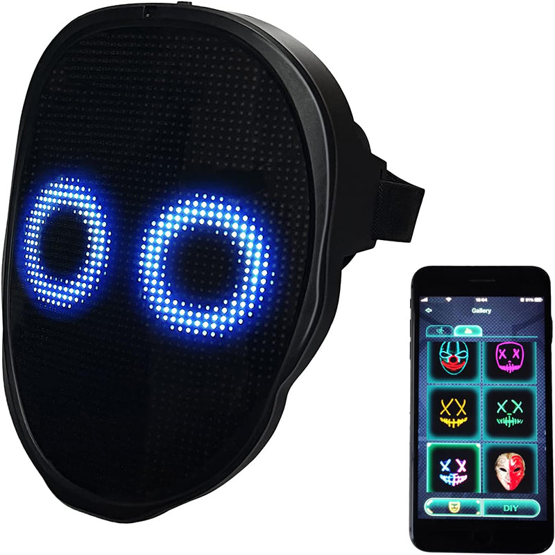 LED Light-Up Mask: Gesture Sensing & Bluetooth Control. Halloween programmable mask 