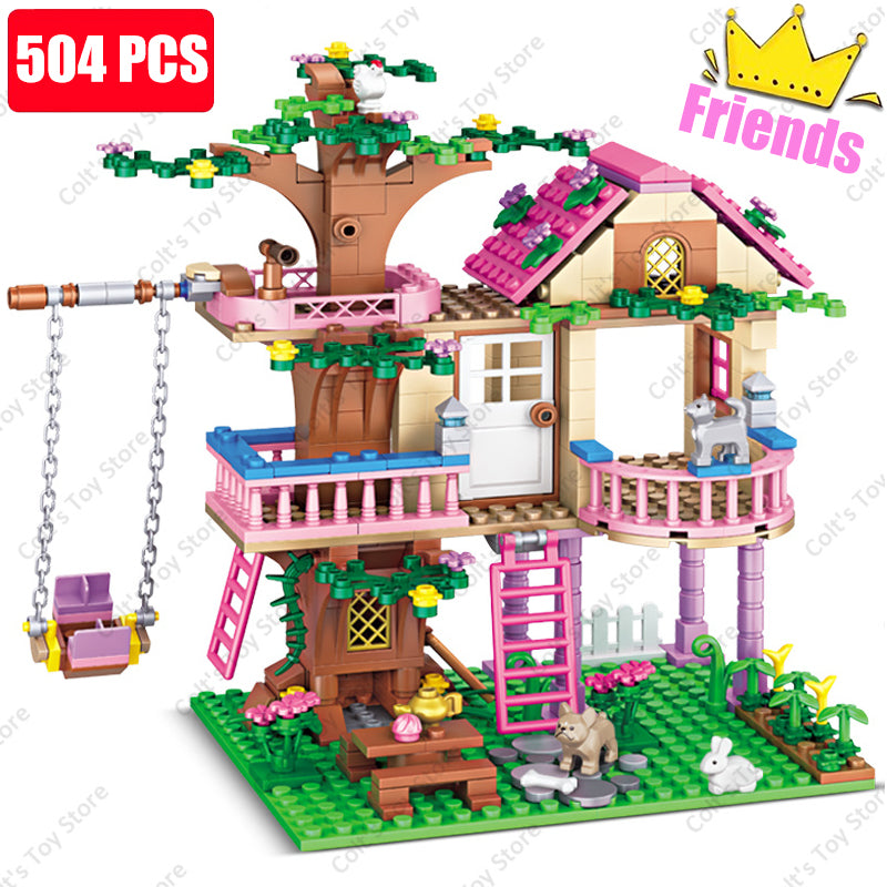 Girls Tree House and Castle Villa Building Blocks Set WithoutBox
