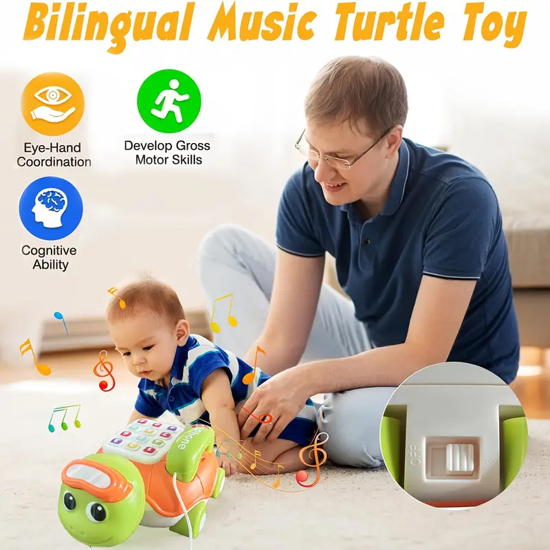 Interactive Musical Turtle Toy: Baby Phone & Piano Lights