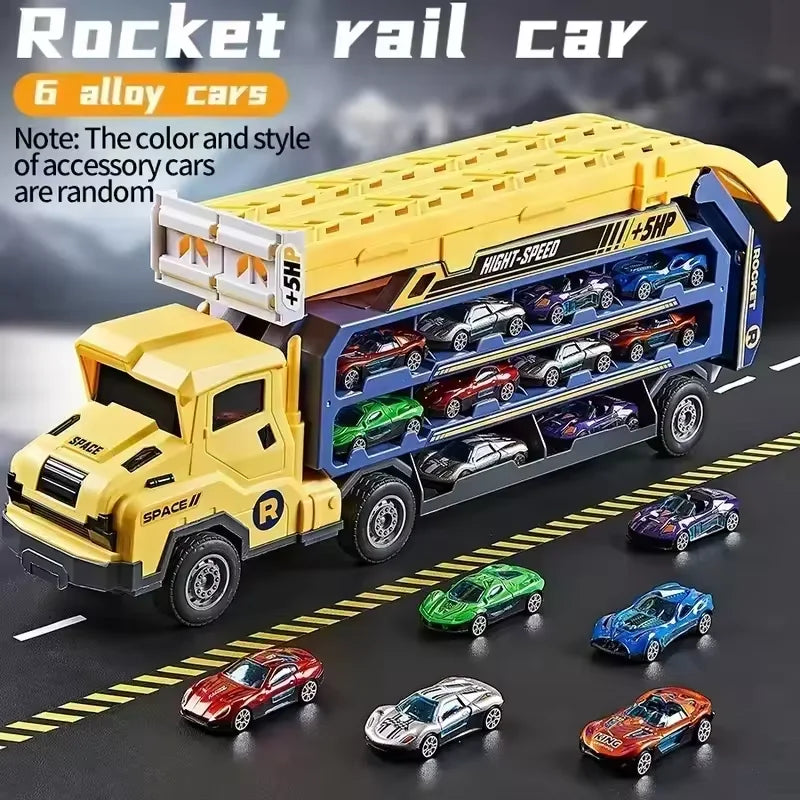Transport Truck Toys: Rocket Lift Racing Car Combo Gift