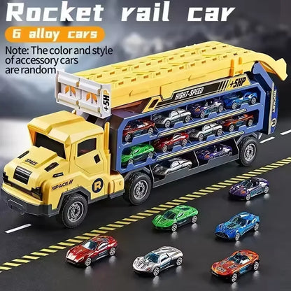 Transport Truck Toys: Rocket Lift Racing Car Combo Gift