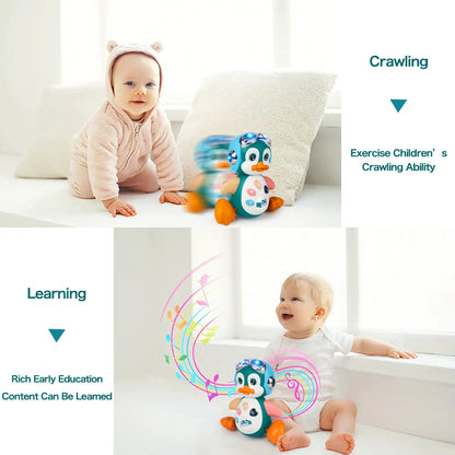 Interactive Baby Toy: Crawling Penguin with Music & Lights