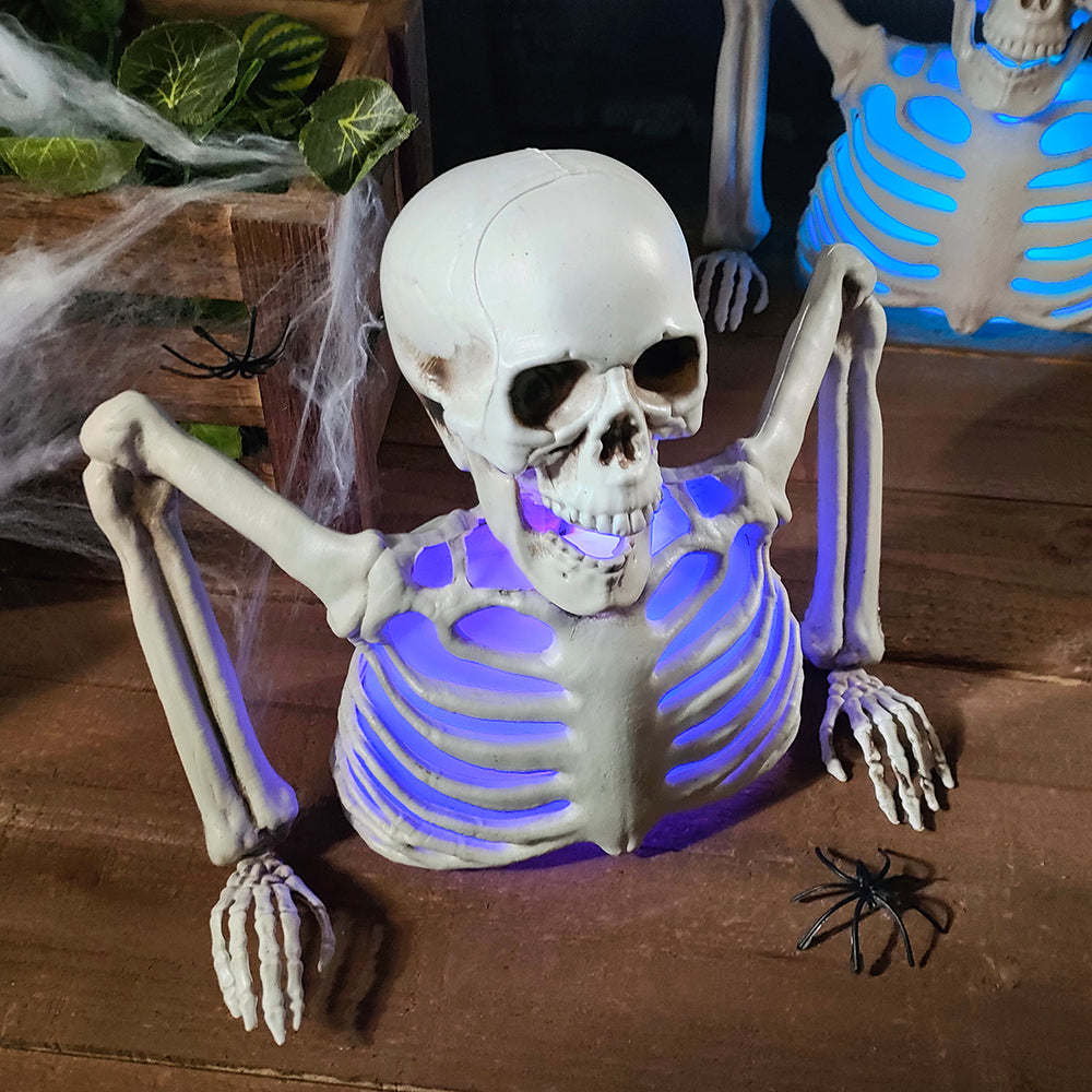 Halloween Glowing Skull Skeleton - Spooky Outdoor Decor
