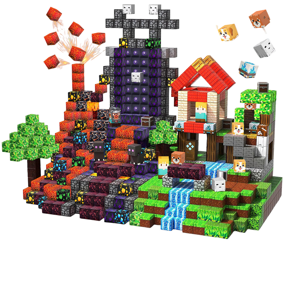 Magnetic Building Blocks Lava Adventure STEM Toy Age 3+