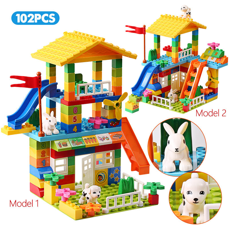 Big Roof Blocks: 153PCS City House & Castle Slide Set