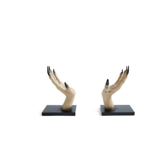 Halloween Witch Hand Bookends - Spooky Resin Decor