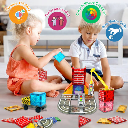 Magnetic Road Set & Car Toys for Kids - Creative Building Fun