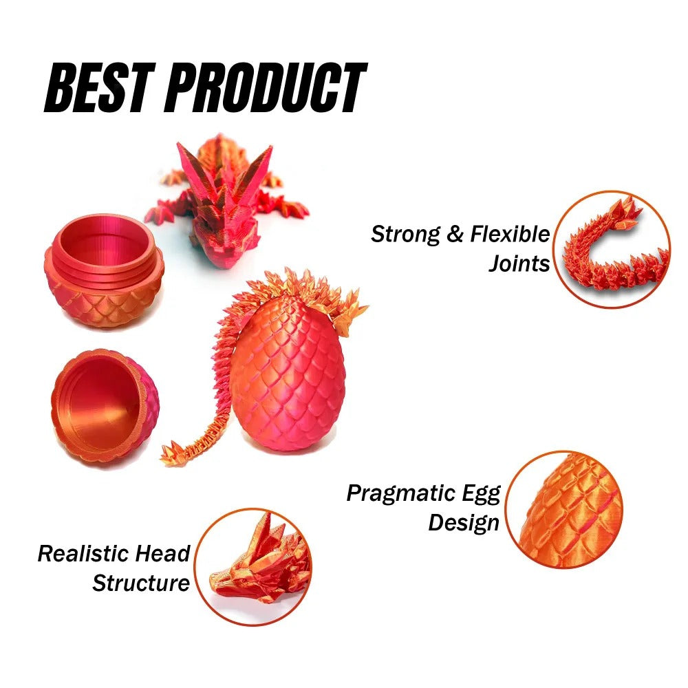 3D Printed Dragon Egg & Articulated Dragon Model Toy