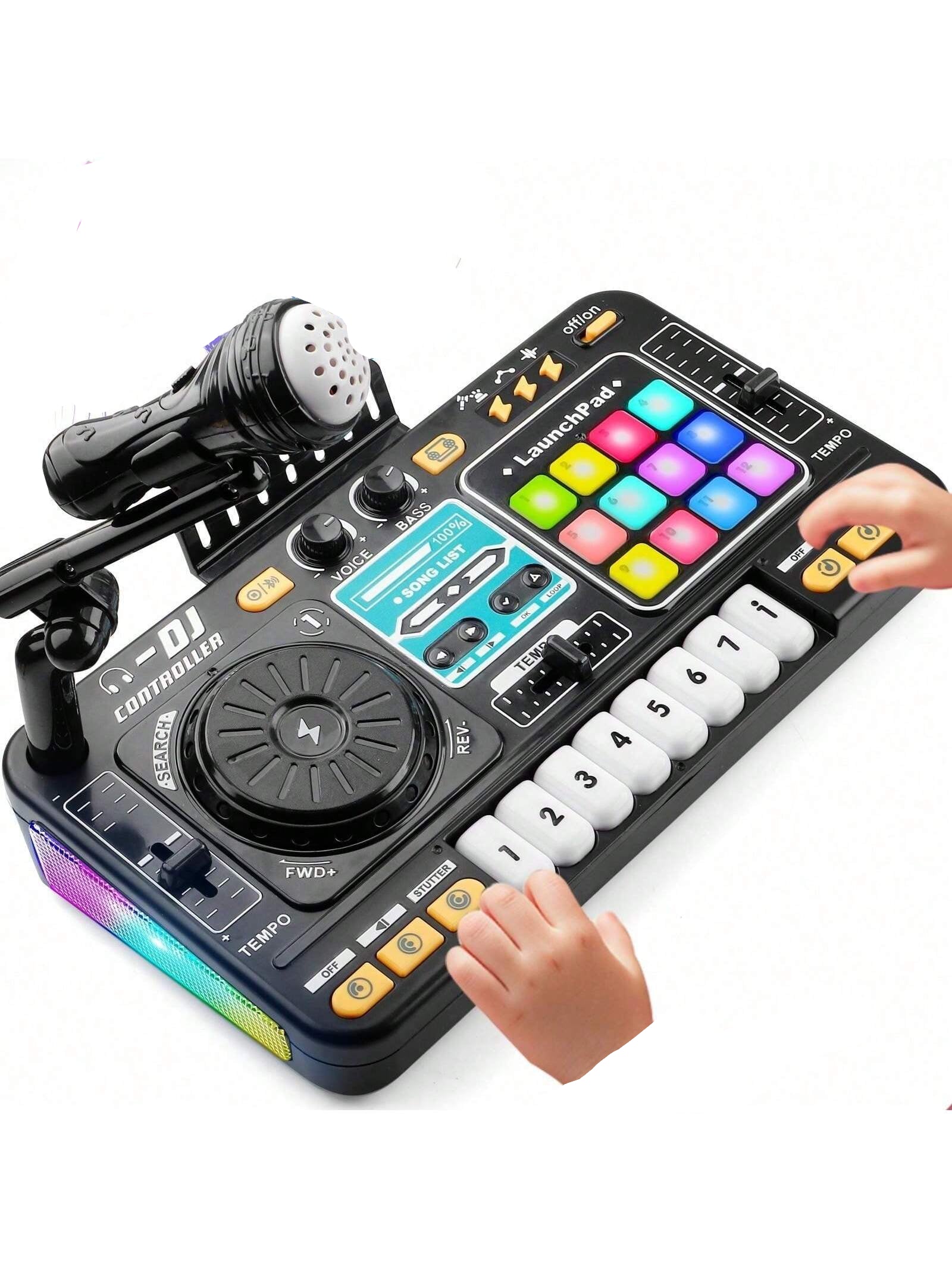 Kids DJ Mixer: Fun Turntable with Lights, Mic & Game Mode