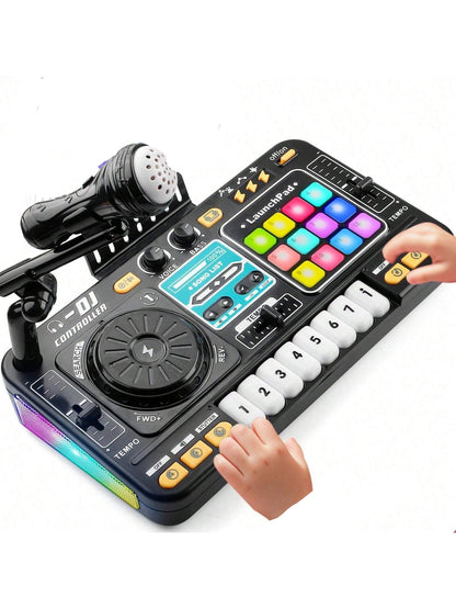 Kids DJ Mixer: Fun Turntable with Lights, Mic & Game Mode