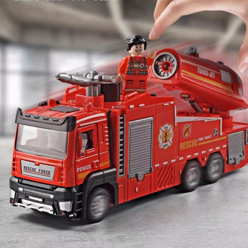 Fire Truck Model Toy: Ladder, Sound & Light Features