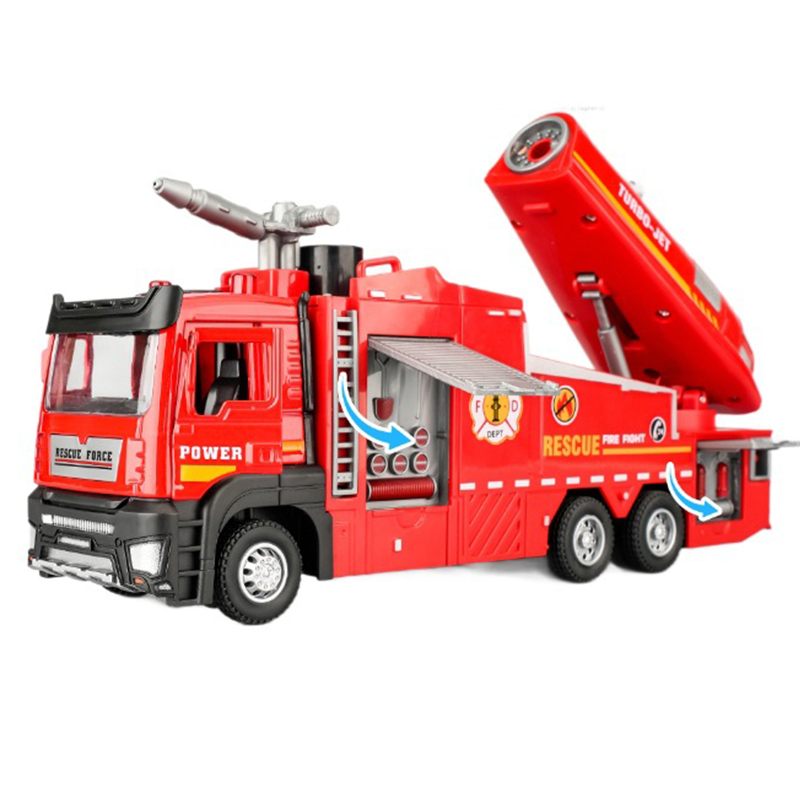Fire Truck Model Toy: Ladder, Sound & Light Features