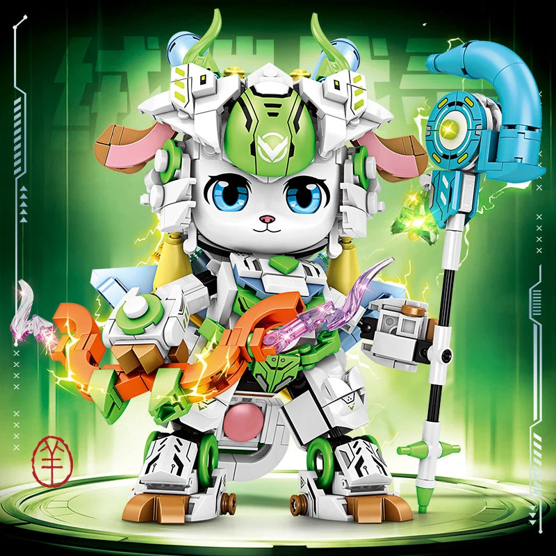 Mechanical Panda & Zodiac Building Blocks Christmas Gift Set