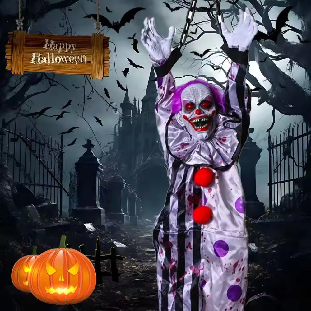 Halloween Voice-Activated Hanging Ghost Clown Prop