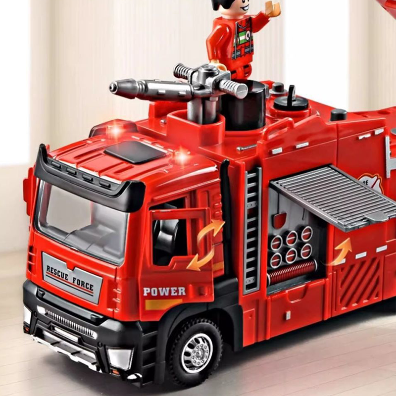 Fire Truck Model Toy: Ladder, Sound & Light Features