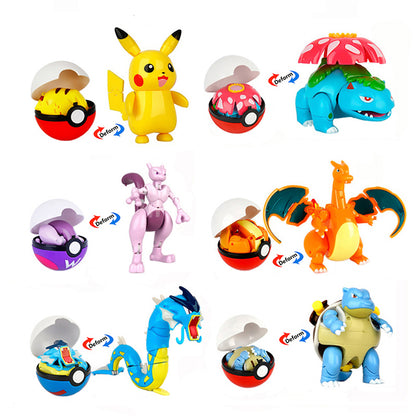 Transforming Pocket Monster Pokeball Toy - Pikachu, Mewtwo, and more