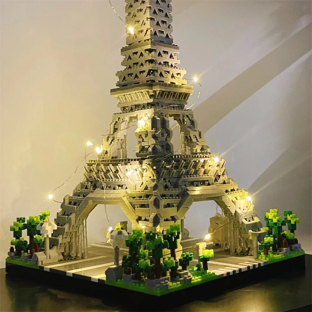 Eiffel Tower Building Blocks: LED Lit Paris Model Toy Set