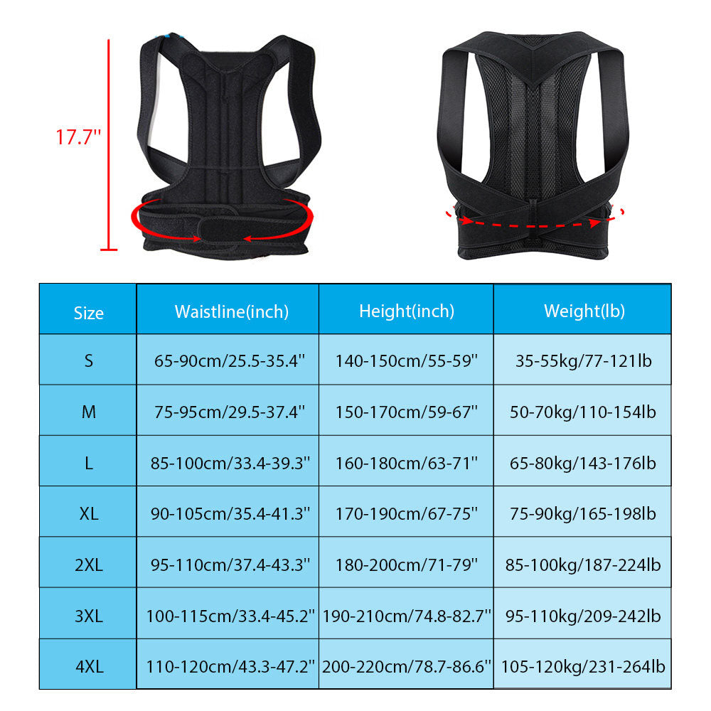 Posture Corrector Brace - Adjustable Back & Shoulder Support