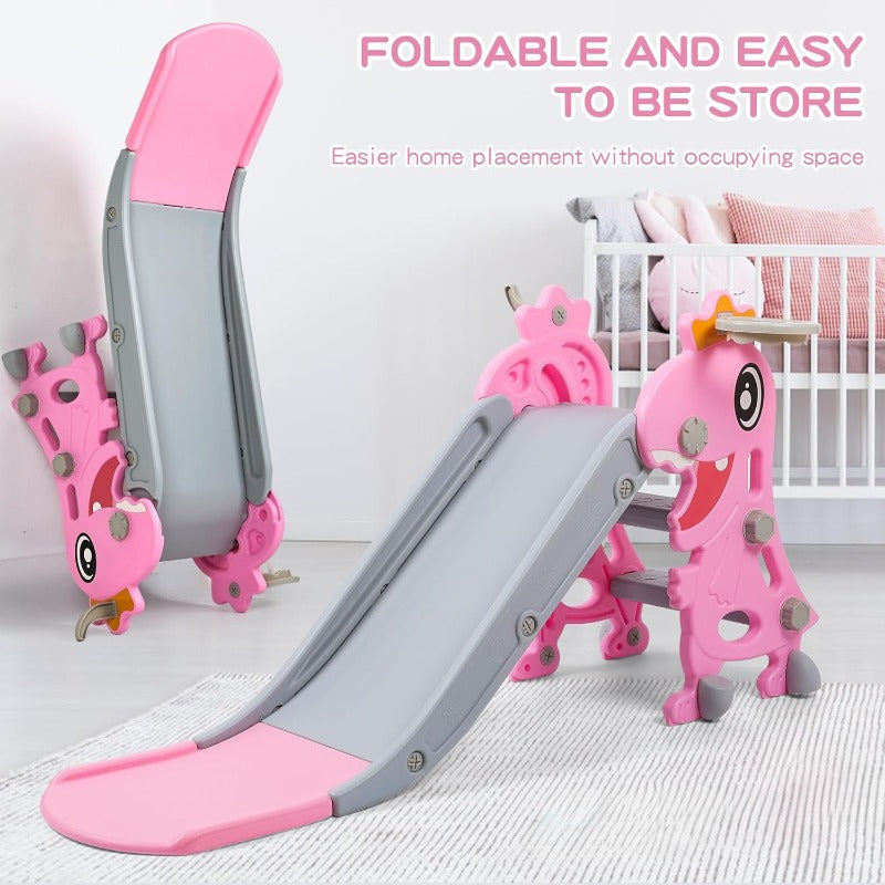 Dinosaur Slide Kids Indoor Outdoor Playset with Hoop