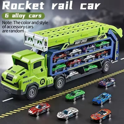 Transport Truck Toys: Rocket Lift Racing Car Combo Gift