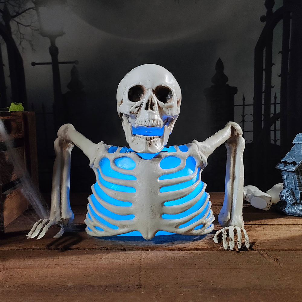 Halloween Glowing Skull Skeleton - Spooky Outdoor Decor