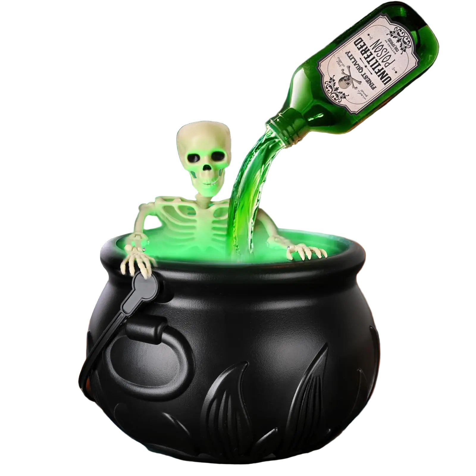Halloween Witch Cauldron with LED Fog & Skeleton Decor