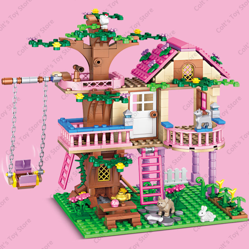 Girls Tree House and Castle Villa Building Blocks Set WithoutBox