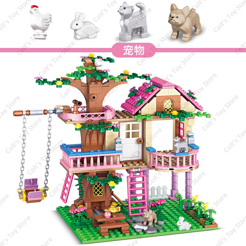 Girls Tree House and Castle Villa Building Blocks Set WithoutBox