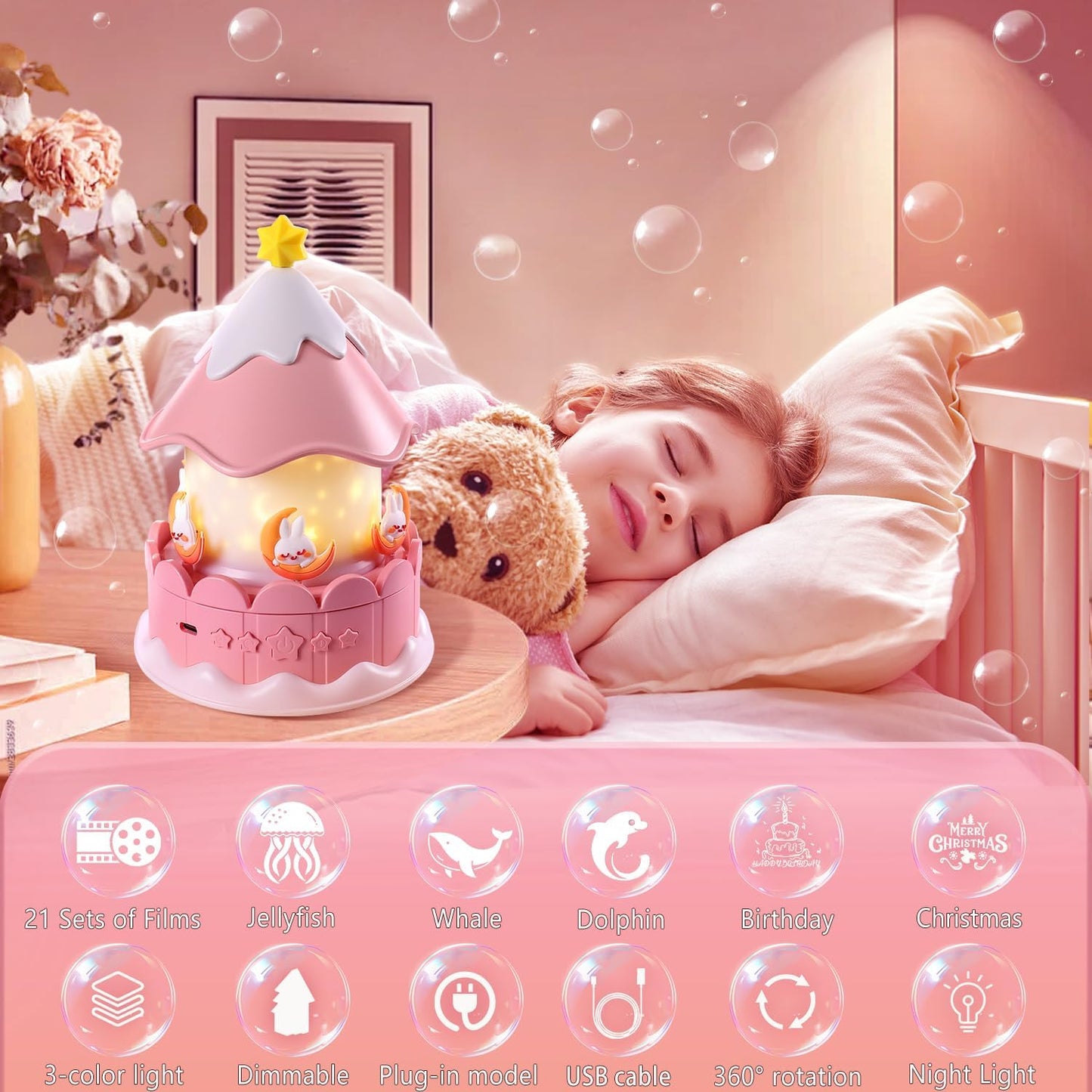 Star Galaxy Projector: 360° Rotating Starry Night Light