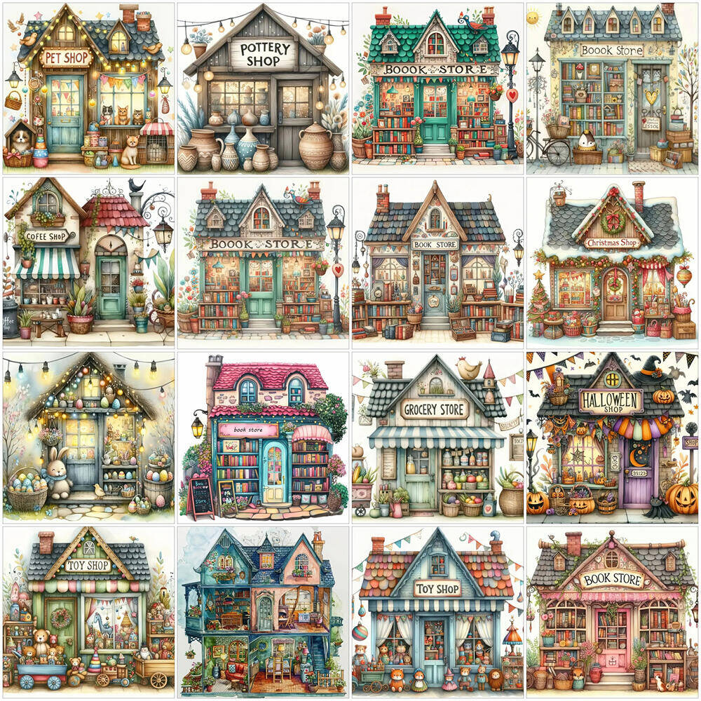 DIY Diamond Mosaic Book: Store House Landscape Art