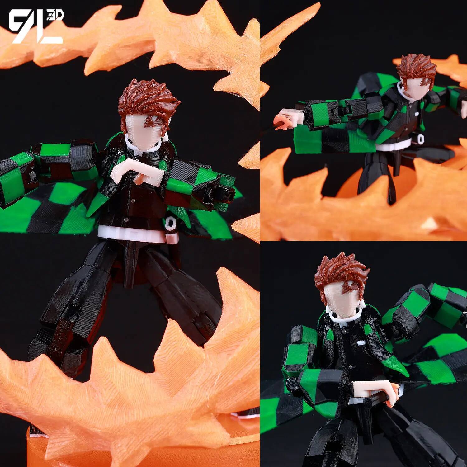 Demon Slayer, Akaza Tanjiro. Naruto and Sasuke and Solo Leveling Sung Jin-Woo 3D Action Figure 