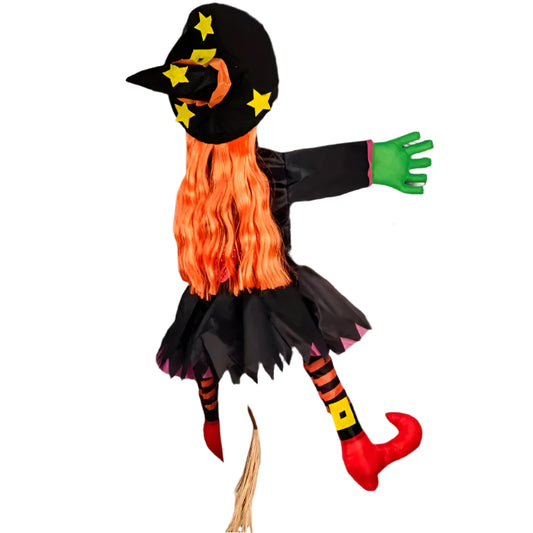 Orange Hair Witch Climber - Halloween Tree Decoration
