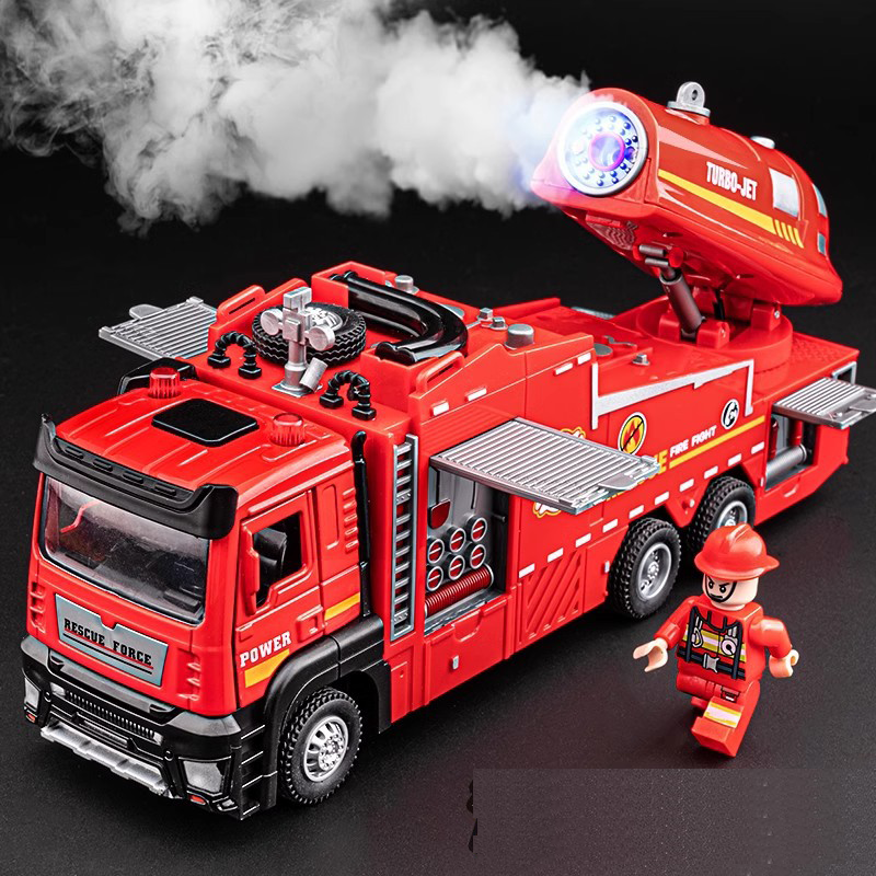 Fire Truck Model Toy: Ladder, Sound & Light Features