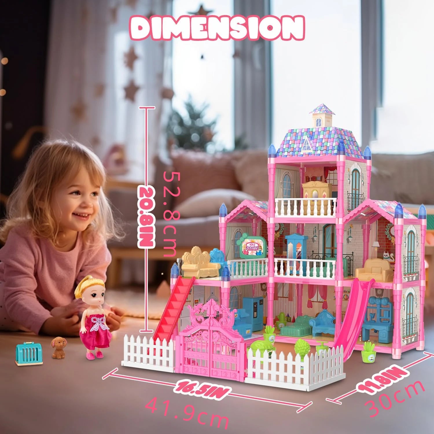 Luminous Dollhouse Dream Set: Princess Playhouse & Dolls