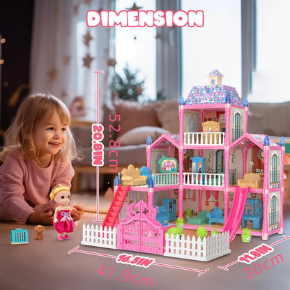 Luminous Dollhouse Dream Set: Princess Playhouse & Dolls