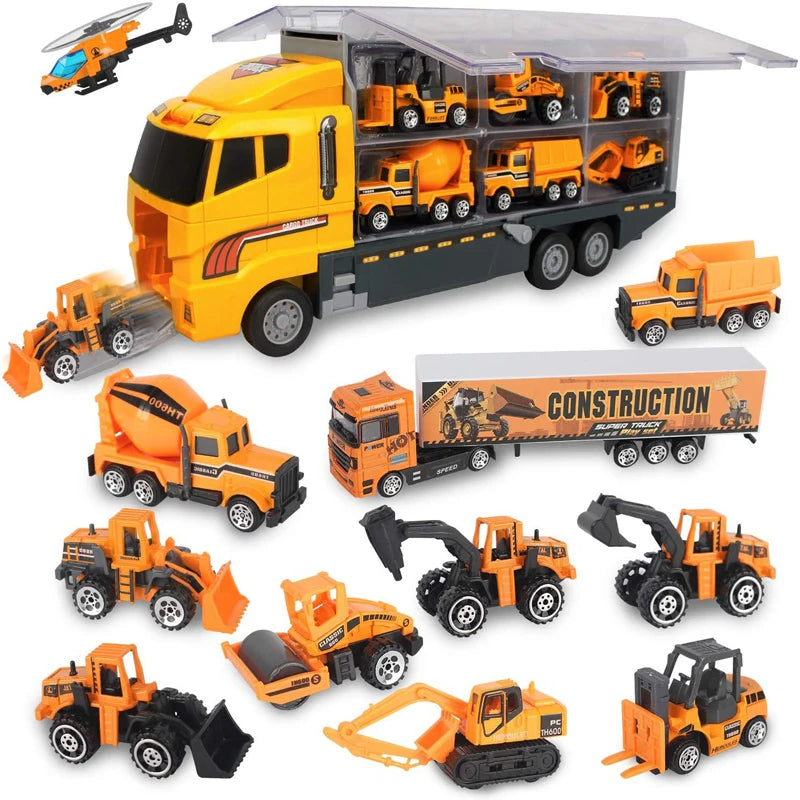 Construction Toys Truck Set: 10-in-1 Die-cast Vehicles