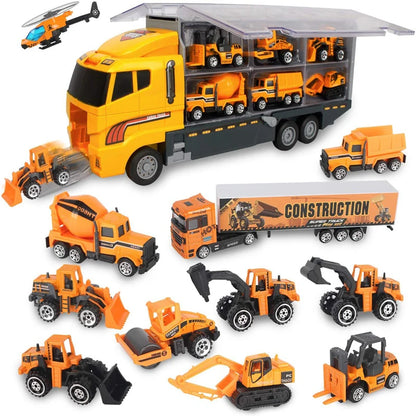 Construction Toys Truck Set: 10-in-1 Die-cast Vehicles