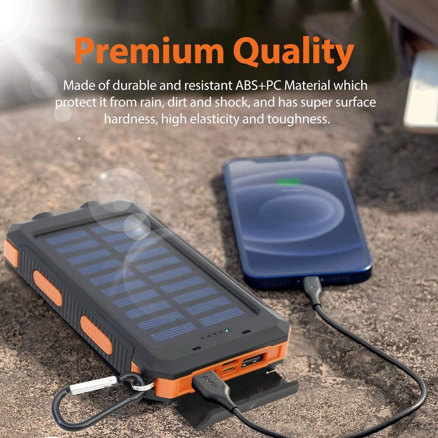 Solar Power Bank 30000mAh: Dual USB & LED for Outdoor Use