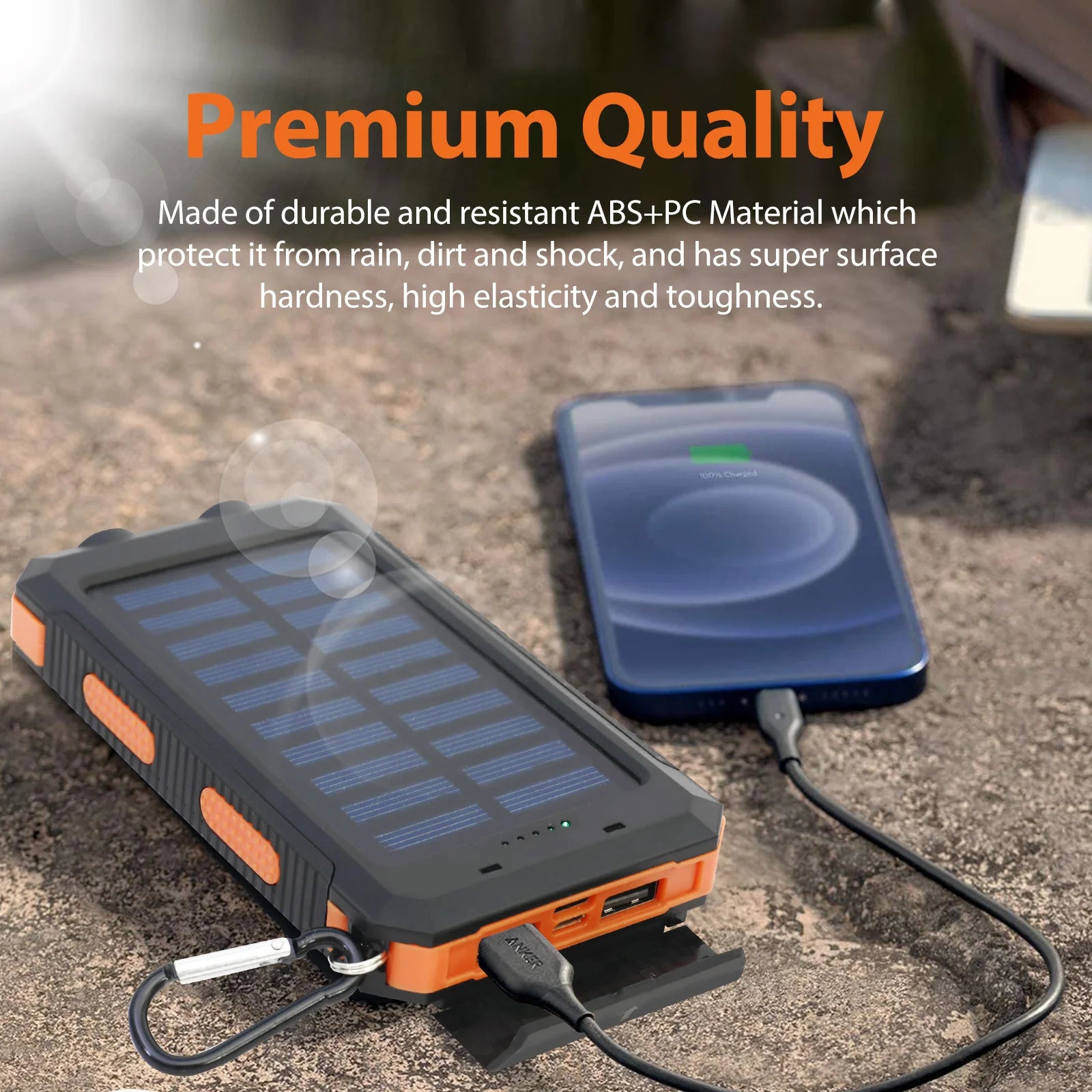 Solar Power Bank 30000mAh: Dual USB & LED for Outdoor Use
