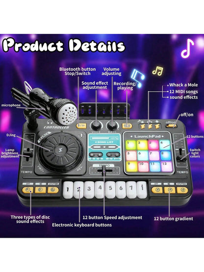 Kids DJ Mixer: Fun Turntable with Lights, Mic & Game Mode