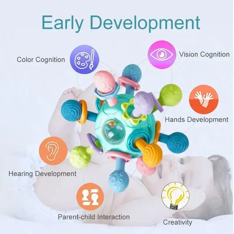 Rotating Rattle Ball: Baby Sensory & Development Toy 0-12M