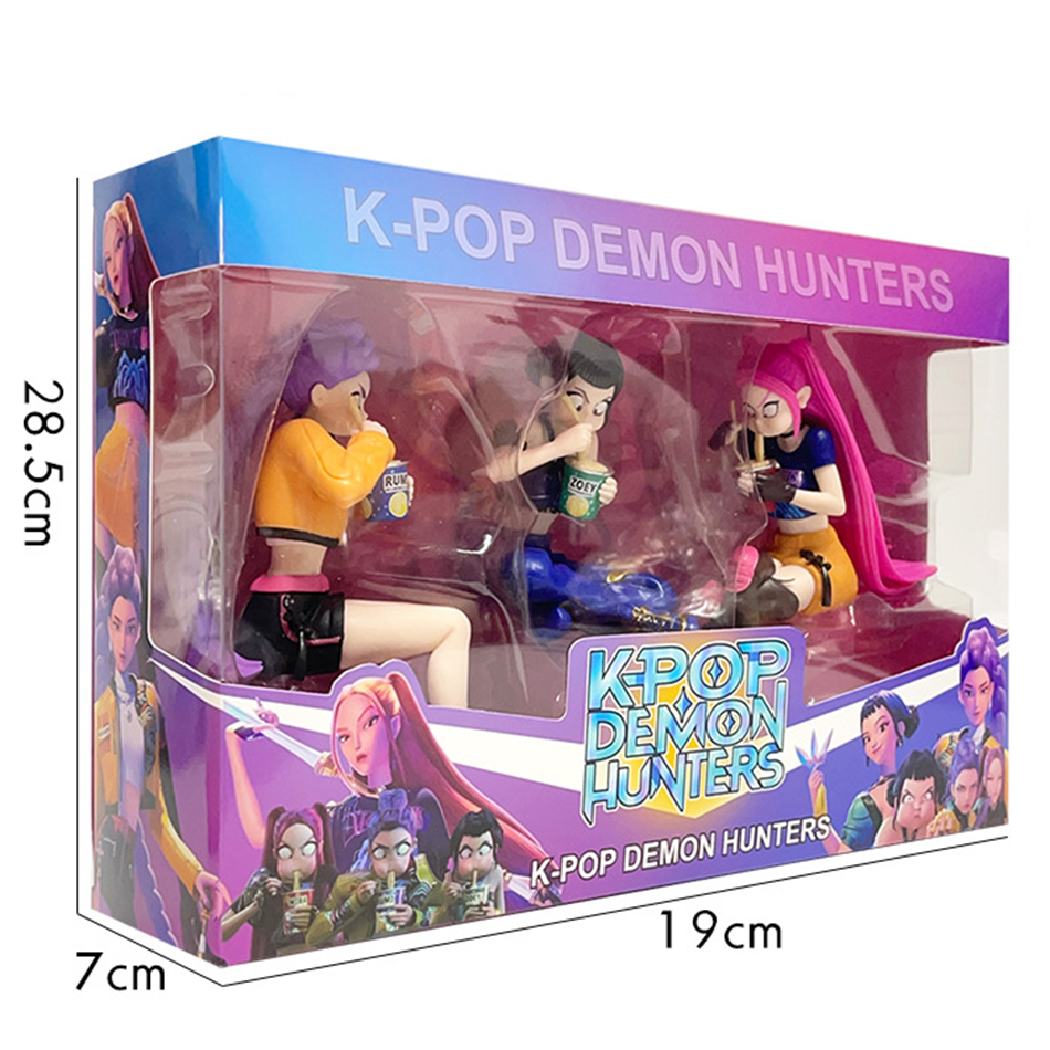 Kpop Demon Hunters Anime Figurine - Rumi Mira Zoyi Eat Noodle Collectible
