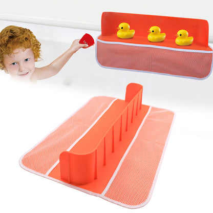 Kids Bathtub Organizer: Splash Guard, Suction Cups & Pockets