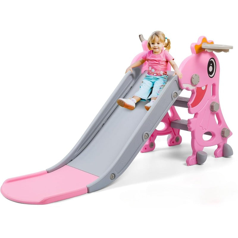 Dinosaur Slide Kids Indoor Outdoor Playset with Hoop