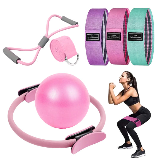 Pilates Fitness Ring & Ball Set - Compact Home Exercise Kit