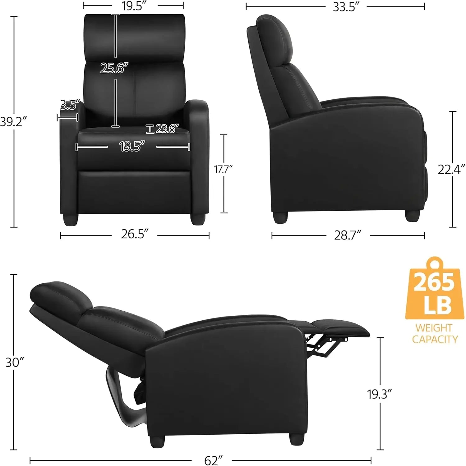 Leather Lounge Chair - Home Theater Recliner Sofa