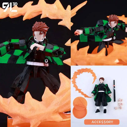 Demon Slayer, Akaza Tanjiro. Naruto and Sasuke and Solo Leveling Sung Jin-Woo 3D Action Figure 