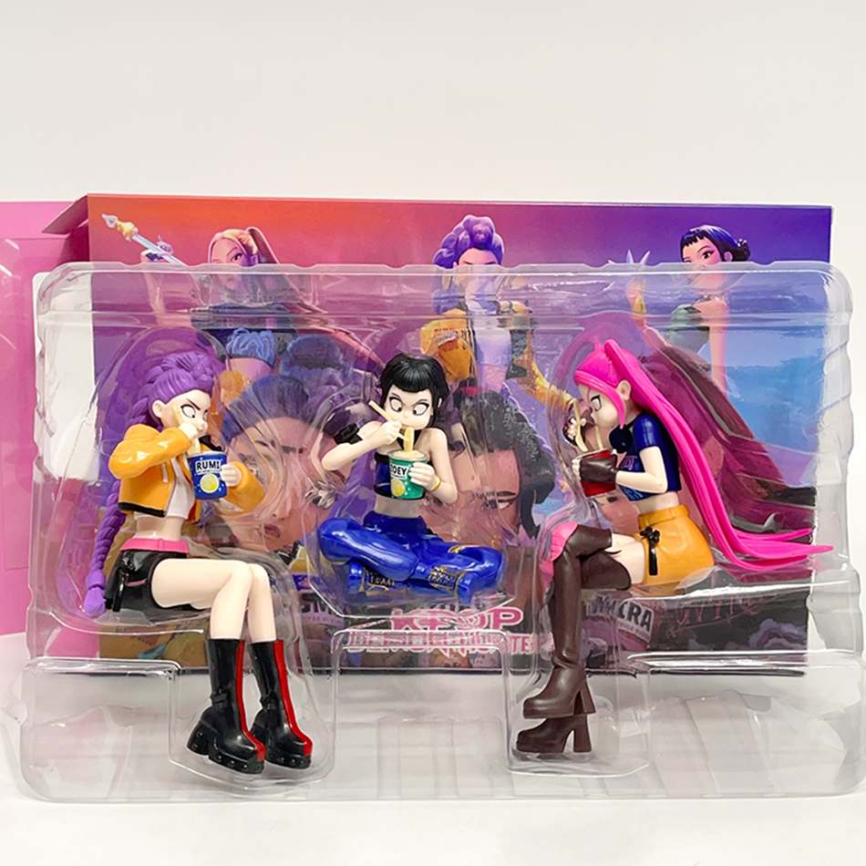 Kpop Demon Hunters Anime Figurine - Rumi Mira Zoyi Eat Noodle Collectible