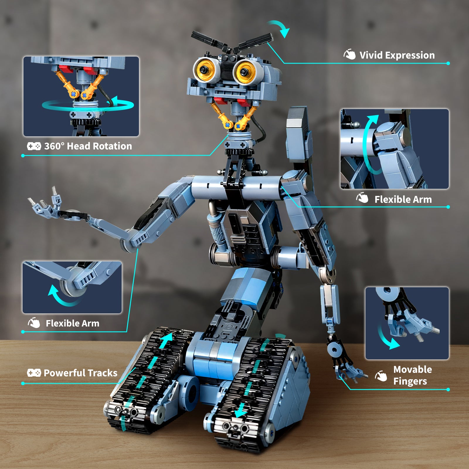 Johnny 5 Robot Blocks - 1176 Pieces, Remote, Perfect Gift